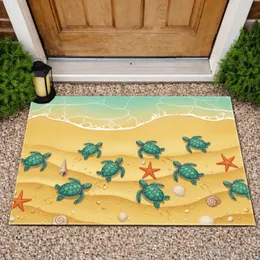 Baby Sea Turtles Beach Ocean Waves - Wildlife Lover Home Decor Gift Doormat