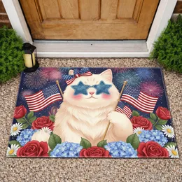 Cream Cat Star Sunglasses American Flag - Fourth of July Home Decor Gift Doormat