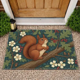 Squirrel Oak Leaves Berries Floral Acorn - Wildlife Lover Home Decor Gift Doormat