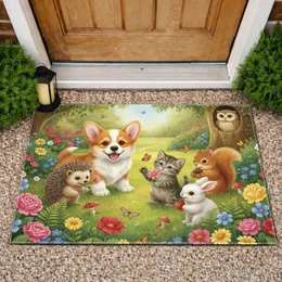 Six Baby Forest Animals Wildflower Meadow - Home Decor Gift for Wildlife Lover Doormat