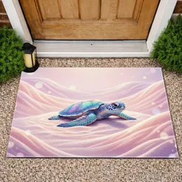 Baby Sea Turtle Iridescent Shell Sparkling Sand Dunes - Wildlife Lover Gift Doormat