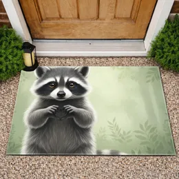 Fluffy Baby Raccoon Heart Paws - Wildlife Lover Home Decor Gift Doormat
