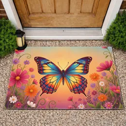Butterfly Blooming Flowers Garden Field - Home Decor Gift for Garden Lover Doormat