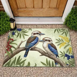 Kookaburra Berries Wattle Flowers - Wildlife Lover Home Decor Gift for Bird Watchers Doormat