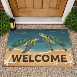 Sea Turtles Welcome Text - Ocean Home Decor Gift for Beach Lovers Doormat