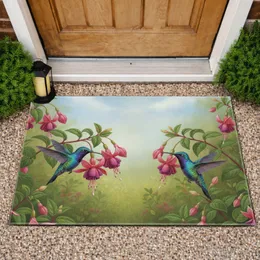 Iridescent Hummingbirds Fuchsia Blossoms - Wildlife Garden Home Decor Gift Doormat