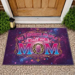 Leopard Print Gradient Mom Cosmic Galaxy Stars - Mother's Day Gift for Mom Doormat