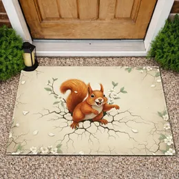 Bursting Squirrel with Blossoms and Cracked Earth - Wildlife Lover Gift Doormat