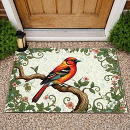 Bird Branch Foliage Wildflowers Botanical - Home Decor Gift for Nature Lover Doormat