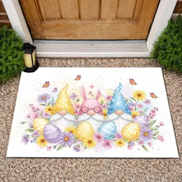 Colorful Easter Gnomes Easter Eggs Springtime Flowers - Easter Holiday Decor Gift Doormat