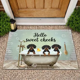 Hello Sweet Cheeks Dachshund Clawfoot Bathtub Bubbles - Dachshund Lover Gift Doormat