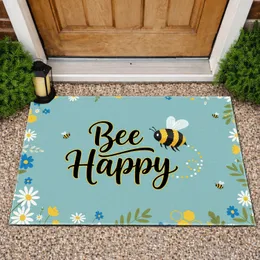 Bee Happy Bumblebee Wildflower - Home Decor Gift for Garden Lover Doormat