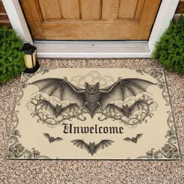 Unwelcome Gothic Bat Floral Thorn - Halloween Party Decor Doormat