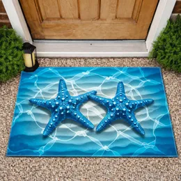 Blue Starfish Clear Water - Ocean Home Decor for Marine Life Lover Doormat