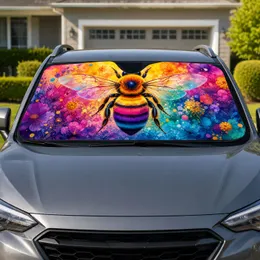 Colorful Bumblebee Watercolor Bokeh For Summer Road Trips And Nature Loving Drivers Car Sunshade