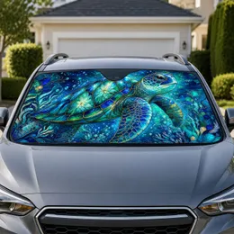 Iridescent Stained Glass Sea Turtle Ocean Glow For Beach Lovers And Coastal Decor Car Sunshade