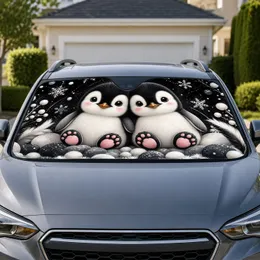 Cute Baby Penguins With Snowflakes For Winter Road Trips And Arctic Animal Fans Gift Car Sunshade