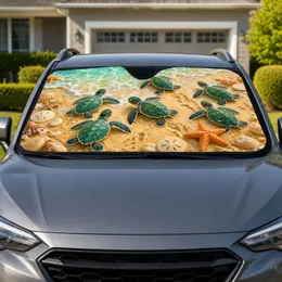 Baby Sea Turtles On Tropical Beach For Summer Coastal Road Trips And Ocean Lovers Car Sunshade