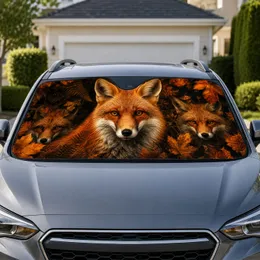 Red Fox Portrait With Autumn Woodland Shadows For Cozy Cabin Road Trips And Nature Fans Car Sunshade
