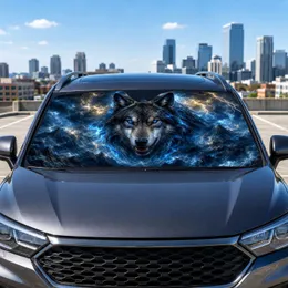 Storm Wolf With Lightning And Dark Mountains For Gothic Adventure Cabin Decor Fans Car Sunshade
