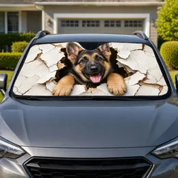 German Shepherd Puppy Torn Paper Peek For Dog Lovers Travel Decor And Daily Drives Car Sunshade