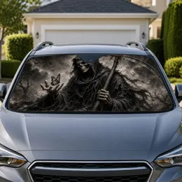 Grim Reaper With Scythe And Butterfly Macabre Dark Gothic Decor For Horror Lovers Car Sunshade