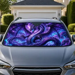 Mystical Purple Dragon Fantasy Night Sky Decor For Goth Road Trips And Dragon Fans Car Sunshade