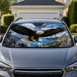 Bald Eagle Over Alpine Mountains Patriotic Wilderness Adventure Gift For Nature Fans Car Sunshade