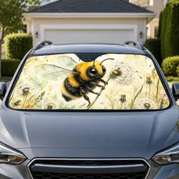 Cute Fuzzy Bumblebee With Dandelions For Spring Meadow Decor And Nature Lovers Gift Car Sunshade