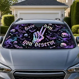 Pastel Skeleton Hand Gothic Quote With Bats And Skulls For Spooky Goth Driver Fans Car Sunshade
