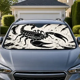 Black Scorpion Ink Silhouette Desert Gothic Decor For Edgy Drivers And Arachnid Fans Car Sunshade
