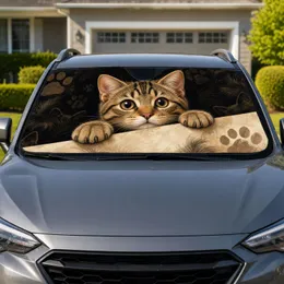 Realistic Brown Tabby Cat Peeking Over Cream Ledge For Everyday Pet Lovers And Cat Moms Car Sunshade