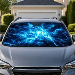 Electric Blue Lightning Storm Core For Dark Energy Aesthetic And Night Drive Style Car Sunshade