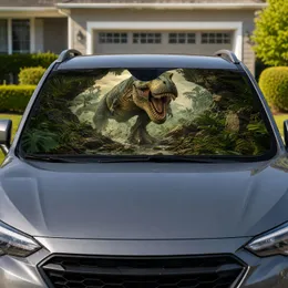 Realistic T Rex Jungle Scene Prehistoric Adventure Decor For Dino Fans And Explorers Car Sunshade
