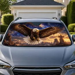 Bald Eagle Cosmic Desert Landscape Patriotic Road Trip Decor For Wildlife Fans Gift Car Sunshade