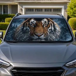 Realistic Tiger Face In Winter Storm For Wildlife Lovers And Rugged Outdoor Style Car Sunshade