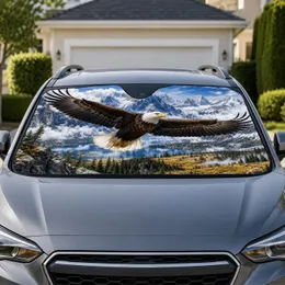 Bald Eagle Over Alpine Mountains Patriotic Wilderness Decor For Outdoor Enthusiasts Car Sunshade