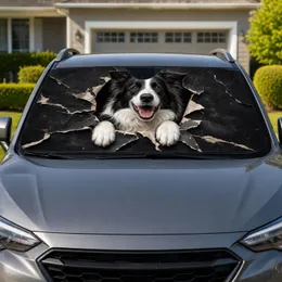 Border Collie Torn Paper Peekaboo Dog Lover Summer Travel Decor Gift For Pet Owners Car Sunshade