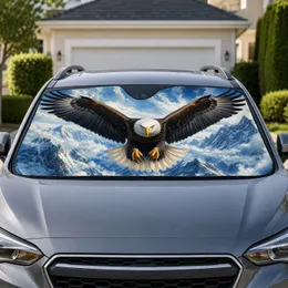 Bald Eagle Over Alpine Mountains Patriotic Wildlife Gift For Outdoor Adventure Fans Car Sunshade