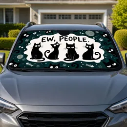 Ew People Antisocial Black Cats Deep Teal Goth Humor For Introvert Cat Lovers Gift Car Sunshade
