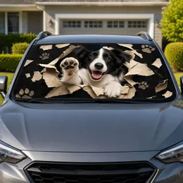 Realistic Border Collie Torn Paper Look For Dog Lovers Daily Road Trip Bold Style Car Sunshade