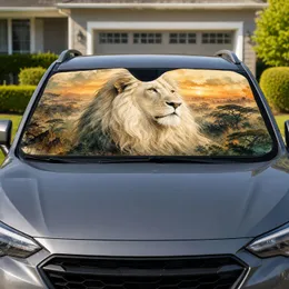 White Lion Sunset Savanna Landscape For Safari Wildlife Decor And Nature Lovers Gift Car Sunshade