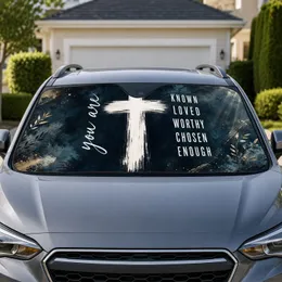 Christian Cross You Are Known Loved Worthy Chosen Enough Faith Gift For Believers Car Sunshade