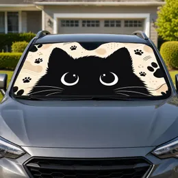 Black Cat Face With Paw Marks For Cute Pet Lover Decor And Everyday Feline Style Car Sunshade