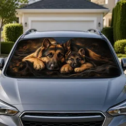 German Shepherd And Puppy Portrait For Loyal Pet Travel Lovers And Dog Families Everywhere Car Sunshade
