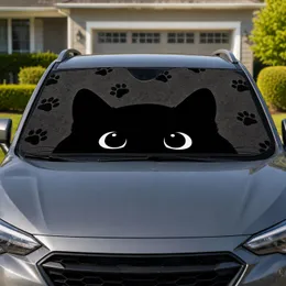 Peeking Black Cat Silhouette With Paw Marks For Cozy Pet Lover Daily Travel Decor Car Sunshade