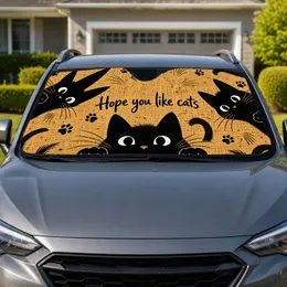 Black Cat Silhouettes With Hope You Like Cats Quote For Cozy Pet Lover Playful Style Car Sunshade