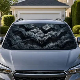 Gothic Black Bat Swarm Moonlit Night Sky Halloween Travel Decor For Horror Lovers Car Sunshade