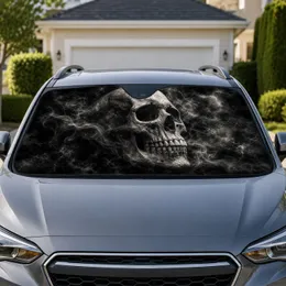 Weathered Gothic Skull With Smoky Shadows For Dark Ride Decor And Horror Fans Style Car Sunshade