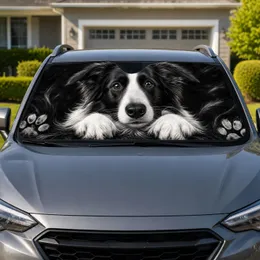 Realistic Border Collie Close Up With Paw Accents For Dog Lovers And Road Trips Car Sunshade